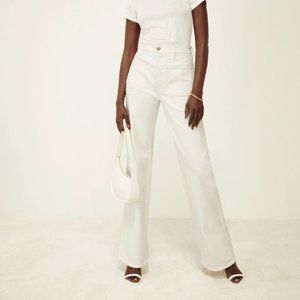 Reformation Alyssa High Rise Wide Leg Long Jeans - Vintage White